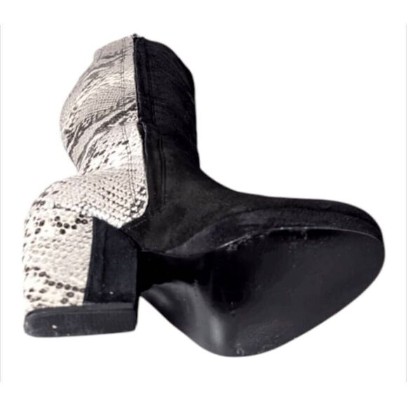POUR LA VICTOIRE Tall Snakeskin Black Suede Heeled Boot Size 7.5 - Picture 8 of 9